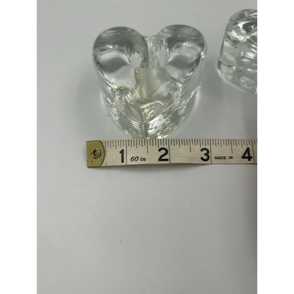 VTG, heavy, clear glass heart candle holders Set Of Two